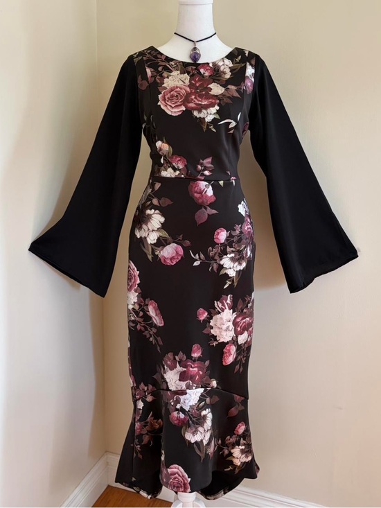 Vintage Dresses & Skirts - Vintage Y2K goth floral maxi dress romantic vamp black formal prom whimsygoth 8